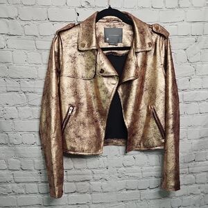 Zara Shimmering Gold Leather Jacket